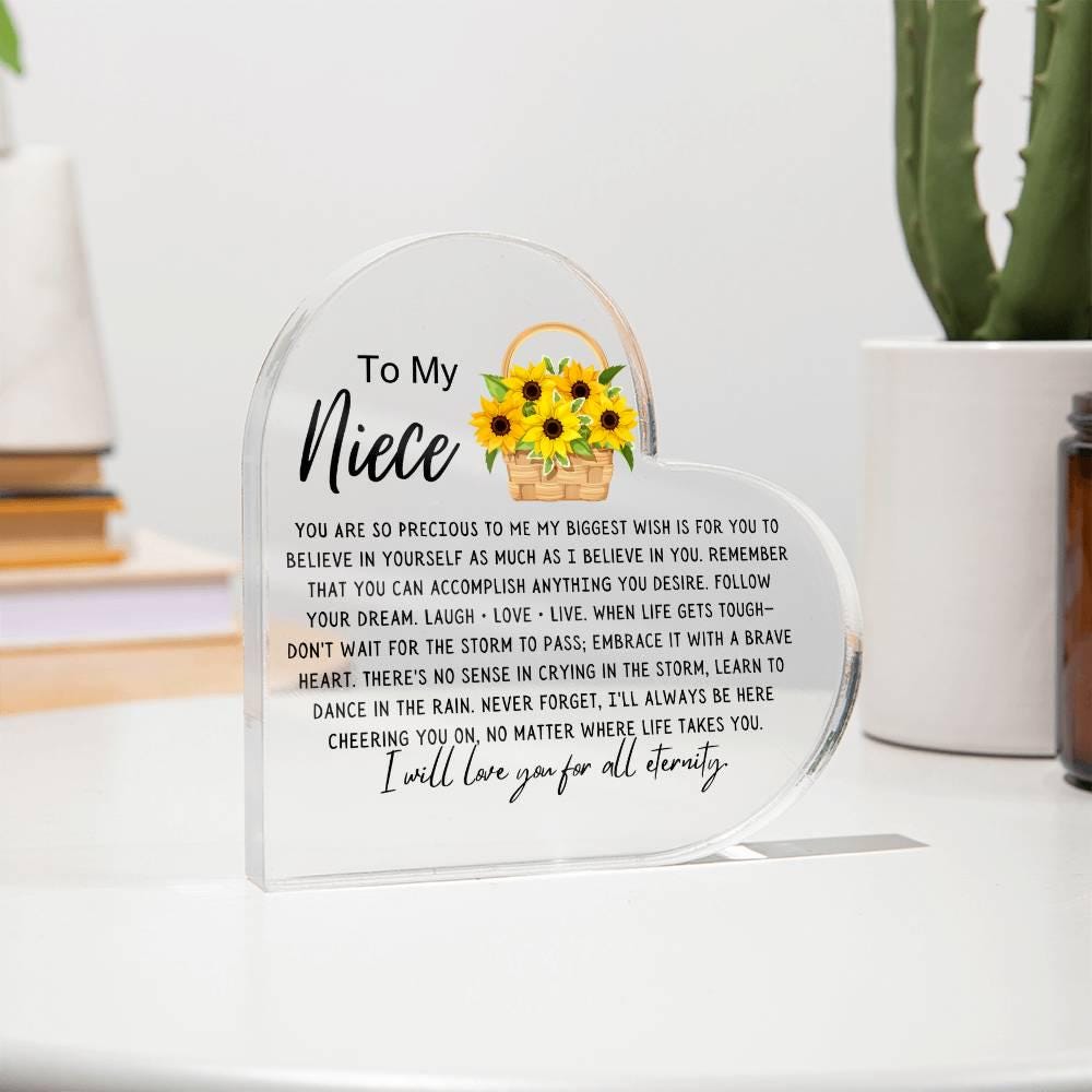 Personalized Niece Sunflower Heart Acrylic Plaque – view 9