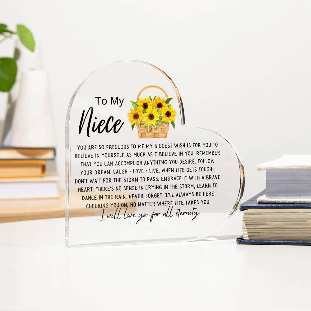 Personalized Niece Sunflower Heart Acrylic Plaque – view 8
