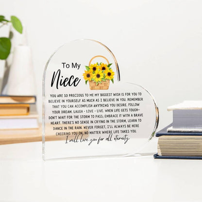 Personalized Niece Sunflower Heart Acrylic Plaque – view 8