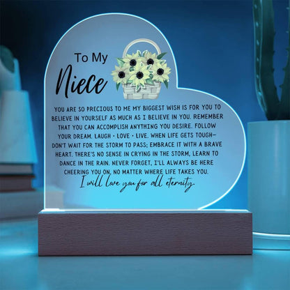 Personalized Niece Sunflower Heart Acrylic Plaque – view 2