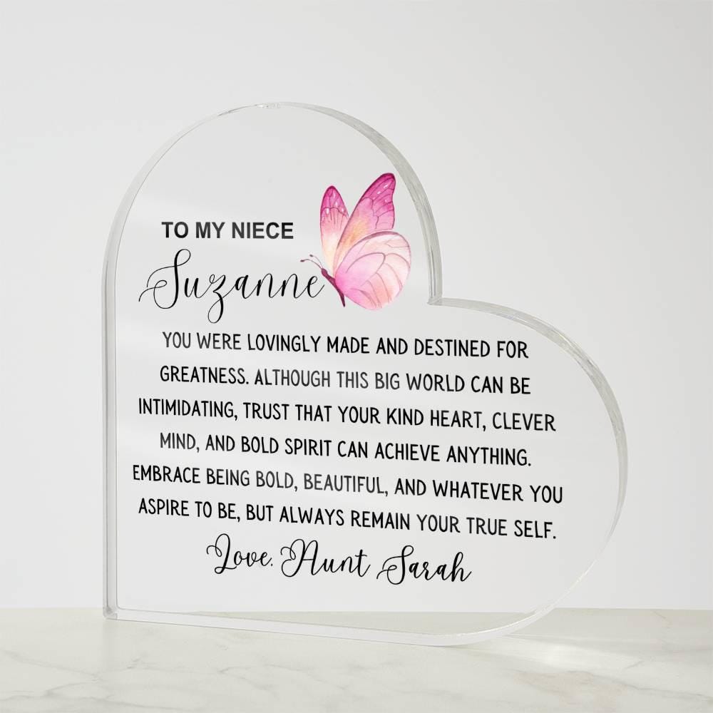 To My Niece Personalized Heart Acrylic Plaque – Niece Gift from Aunt – view 9