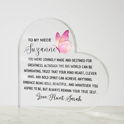 To My Niece Personalized Heart Acrylic Plaque – Niece Gift from Aunt – view 9