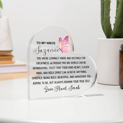 To My Niece Personalized Heart Acrylic Plaque – Niece Gift from Aunt – view 8