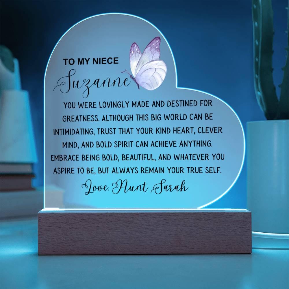 To My Niece Personalized Heart Acrylic Plaque – Niece Gift from Aunt – view 2