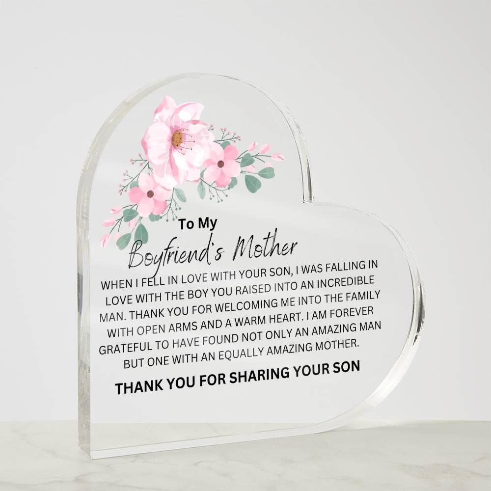 Boyfriends Mother Floral Heart Plaque – Gifts for Boyfriends Mom – view 4