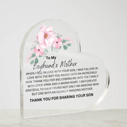 Boyfriends Mother Floral Heart Plaque – Gifts for Boyfriends Mom – view 4