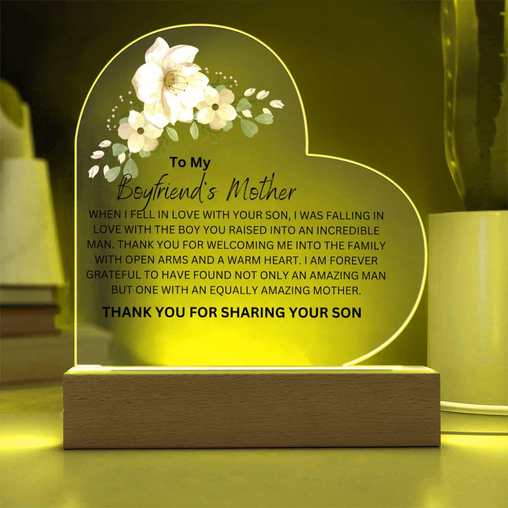 Boyfriends Mother Floral Heart Plaque – Gifts for Boyfriends Mom – view 3