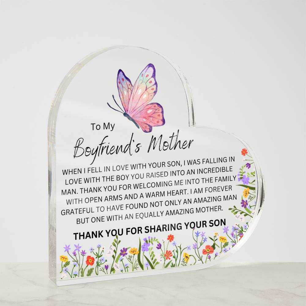To My Boyfriends Mother Heart Plaque – Gift for Boyfriends Mom – view 3