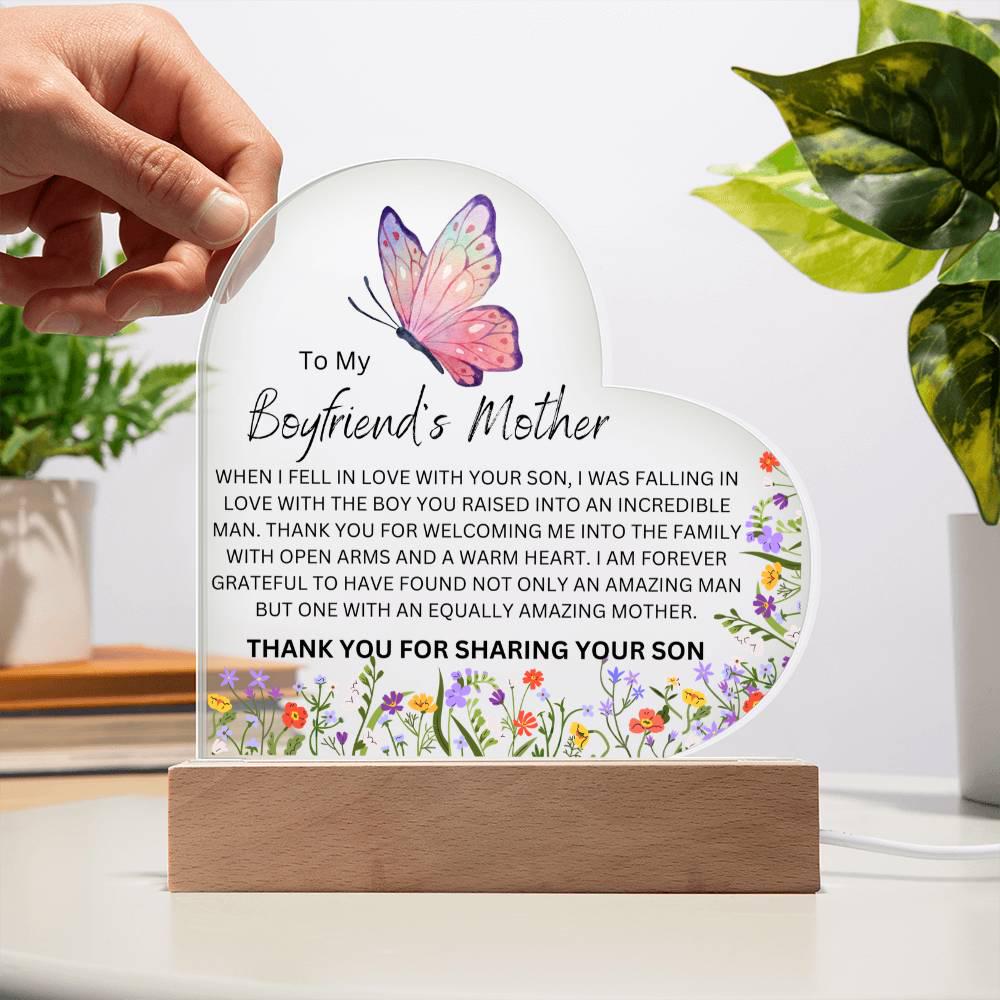 To My Boyfriends Mother Heart Plaque – Gift for Boyfriends Mom