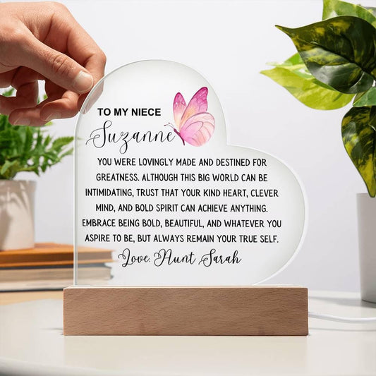 To My Niece Personalized Heart Acrylic Plaque – Niece Gift from Aunt