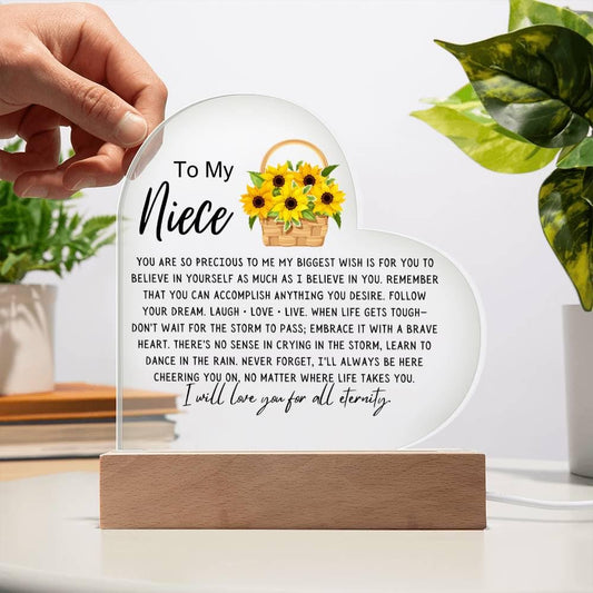 Personalized Niece Sunflower Heart Acrylic Plaque