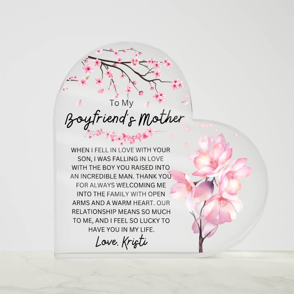 Personalized Boyfriend's Mom Heart Acrylic Plaque – view 9