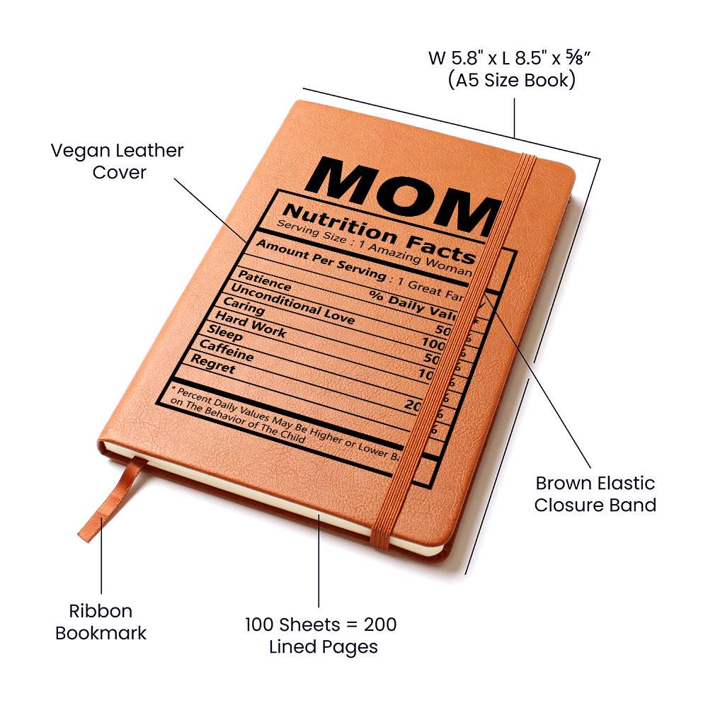 Personalized Mom Nutrition Facts Leather Journal – Mom Birthday Gift – view 4