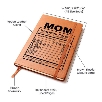 Personalized Mom Nutrition Facts Leather Journal – Mom Birthday Gift – view 4