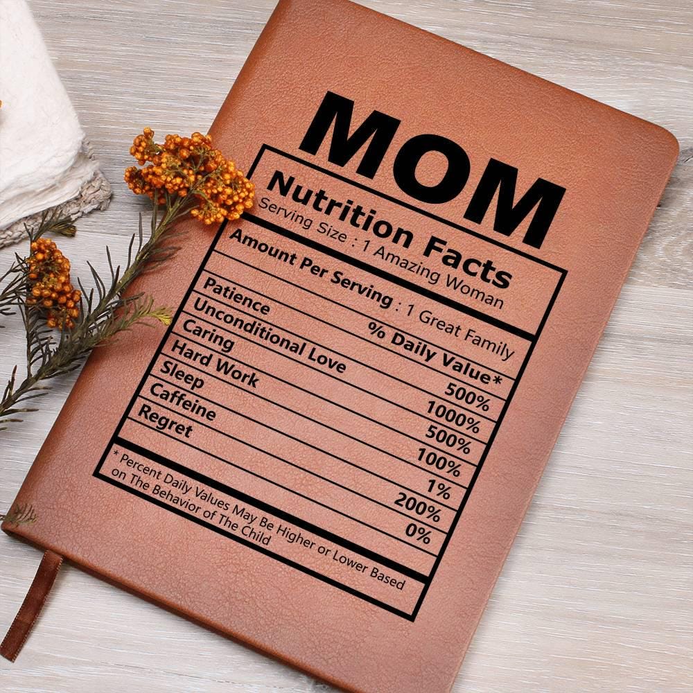 Personalized Mom Nutrition Facts Leather Journal – Mom Birthday Gift – view 2