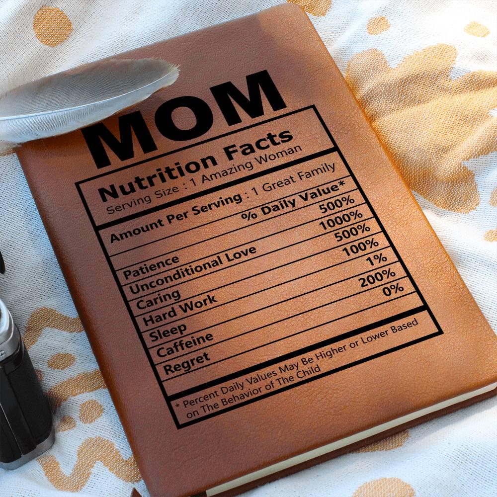 Personalized Mom Nutrition Facts Leather Journal – Mom Birthday Gift