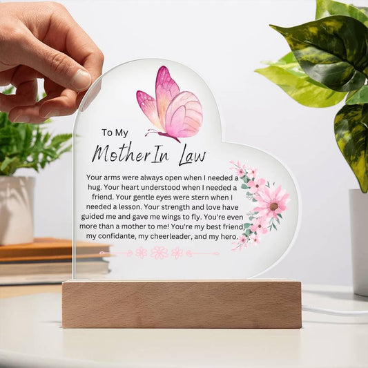 Personalized Mother in Law Butterfly Heart Plaque – Gift from Bride