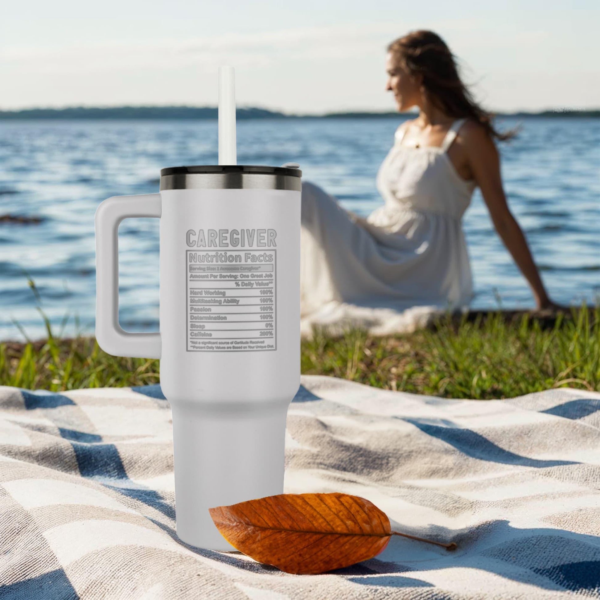 Caregiver 40 oz Leaser printed Nutrition facts Tumbler – Nursing Home – view 10