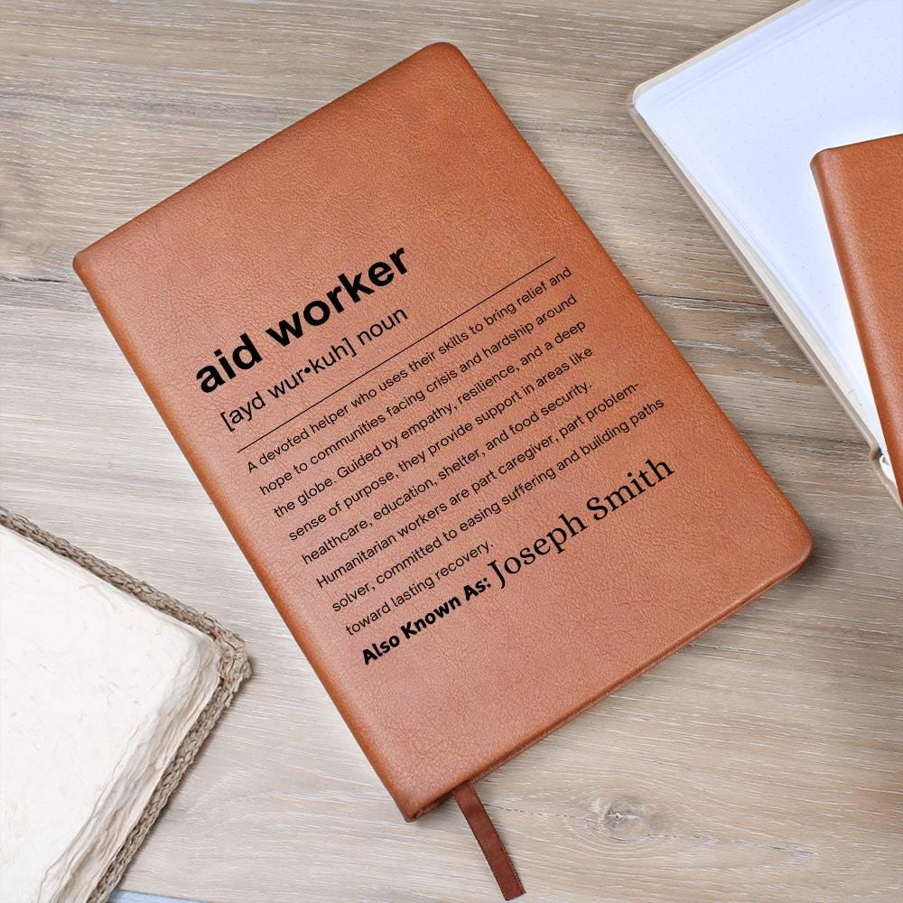 Aid Worker Gift Personalized Definition Leather Journal – Nurse Gifts – view 7