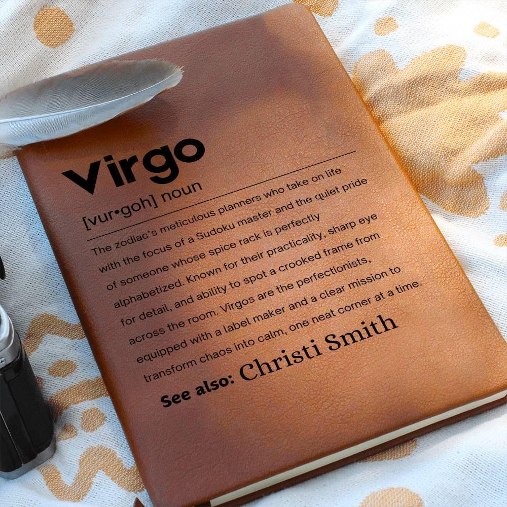 Virgo Zodiac Personalized Definition Leather Journal – Gift for Virgo