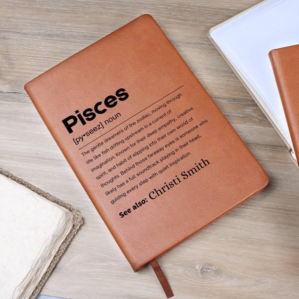 Pisces Zodiac Personalized Definition Leather Journal – view 9