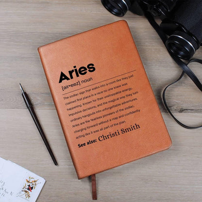 Aries Zodiac Personalized Definition Leather Journal – Gift for Aries – view 9
