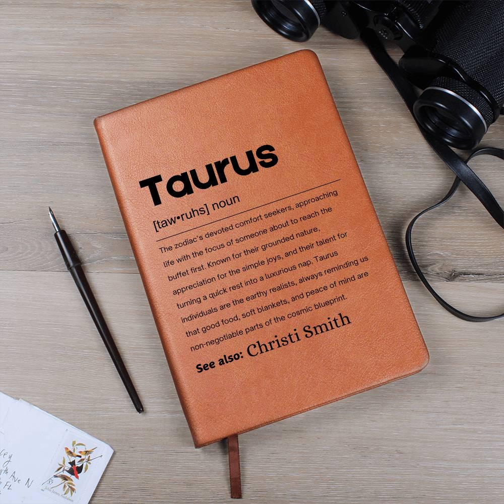 Taurus Zodiac Personalized Definition Leather Journal – view 9