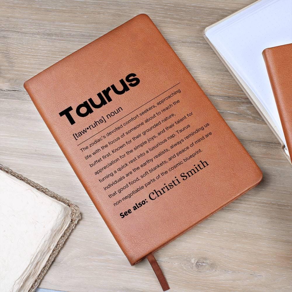 Taurus Zodiac Personalized Definition Leather Journal – view 8
