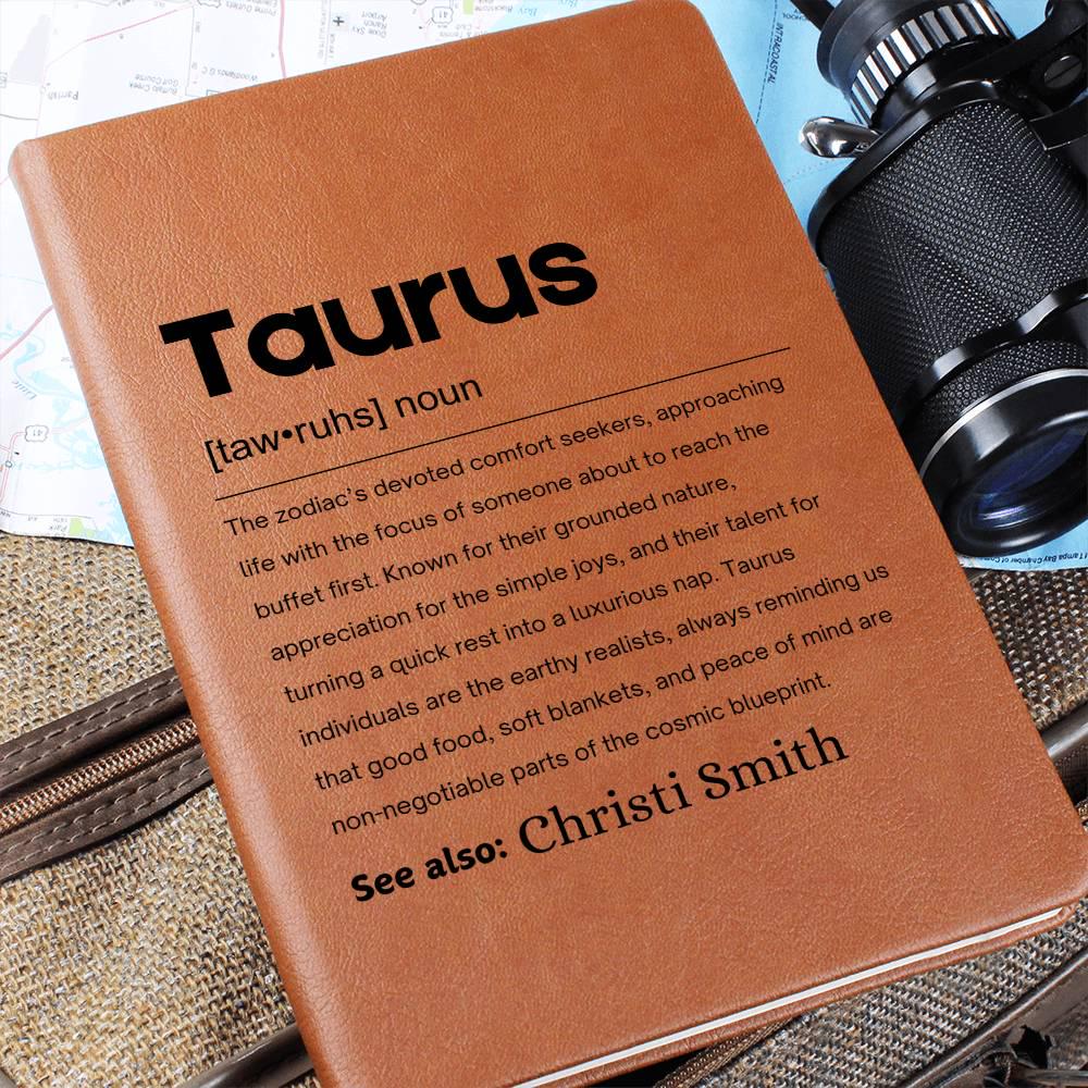 Taurus Zodiac Personalized Definition Leather Journal – view 2