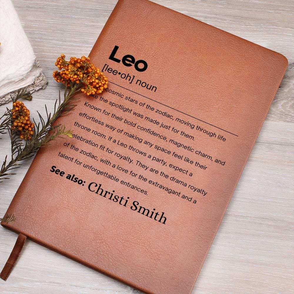 Leo Zodiac Personalized Definition Leather Journal – Gift for Leo – view 8