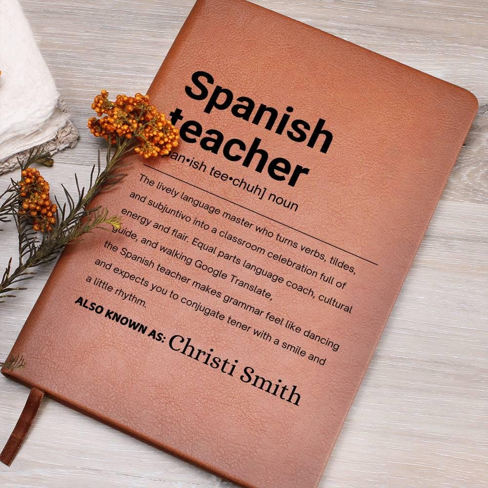 Spanish Teacher Gift Personalized Definition Leather Journal – view 8
