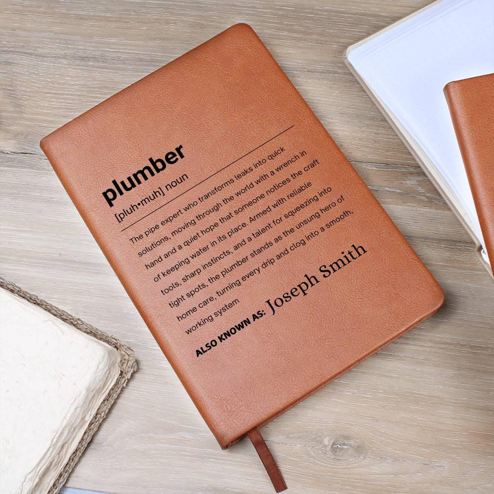 Plumber Gift Personalized Definition Leather Journal – view 9