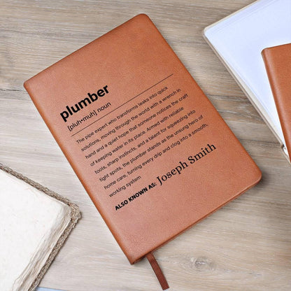 Plumber Gift Personalized Definition Leather Journal – view 9