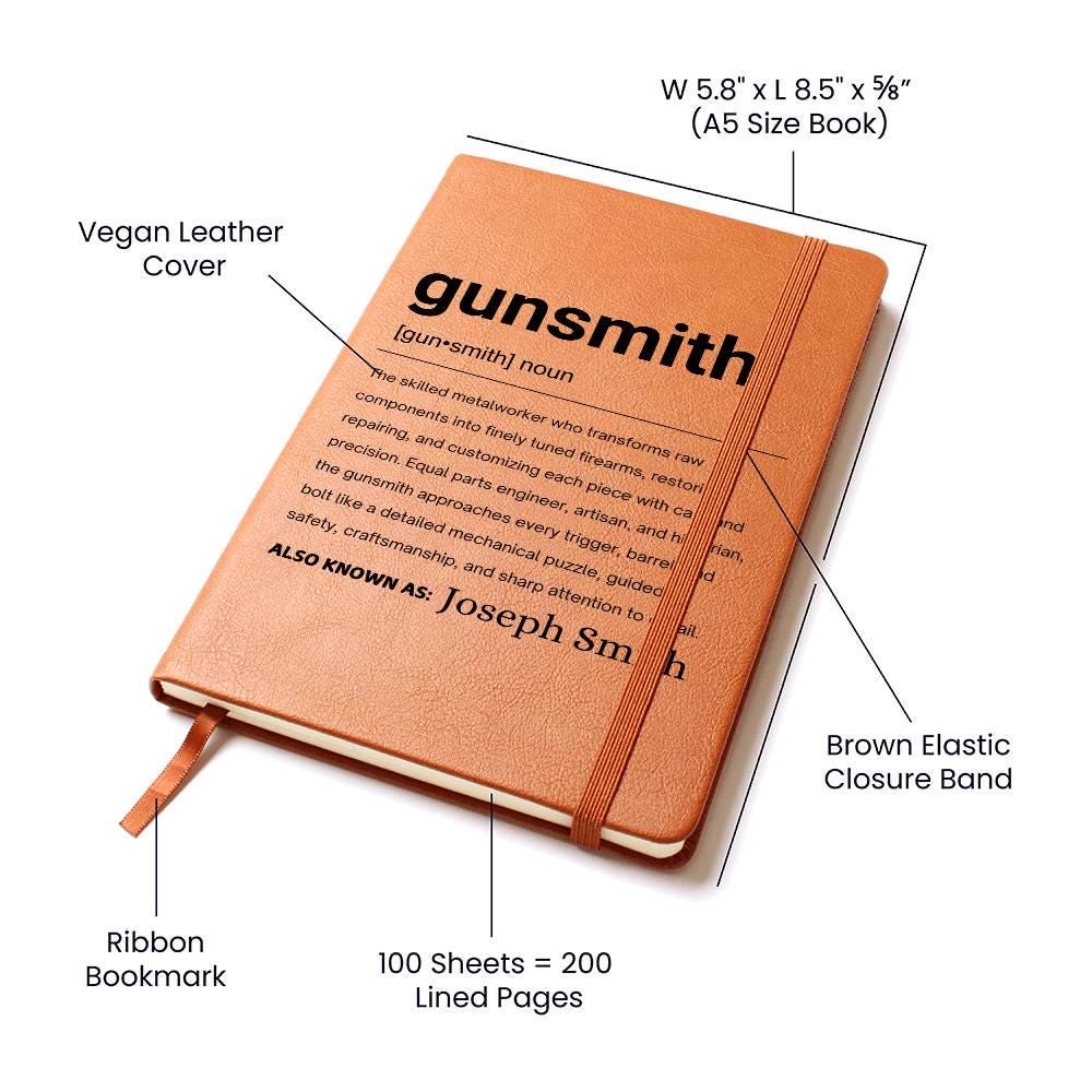 Gunsmith Gift Personalized Definition Leather Journal – view 4