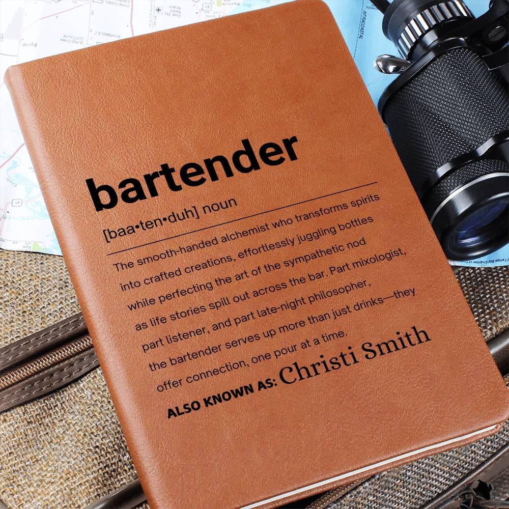 Bartender Gift Personalized Definition Leather Journal – view 2