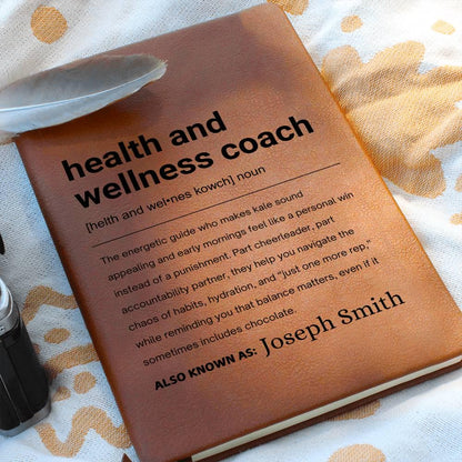 Health and Wellness Coach Gift Personalized Definition Leather Journal – view 2