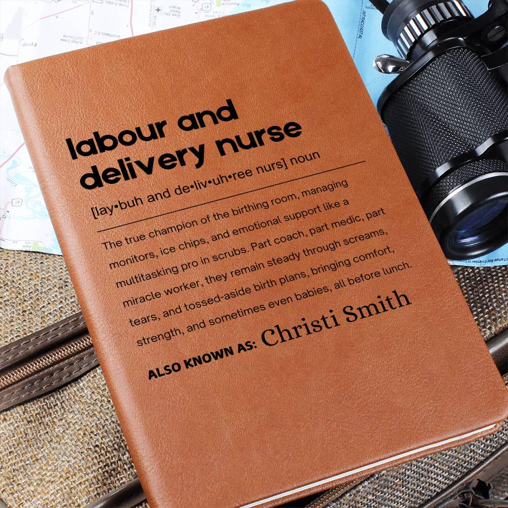 Labor and Delivery Nurse Gift Personalized Definition Leather Journal – view 2