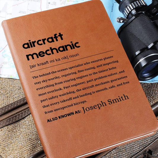 Aircraft Mechanic Gift Personalized Definition Leather Journal – view 2