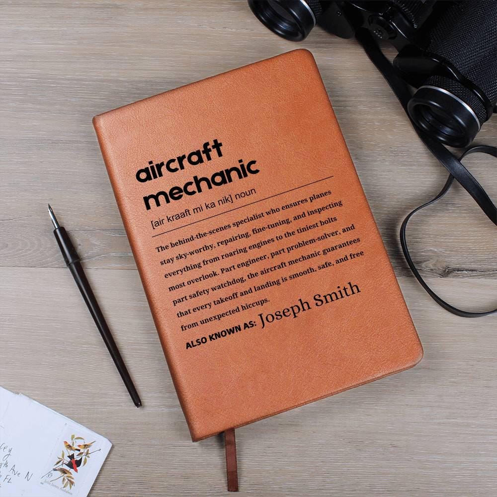 Aircraft Mechanic Gift Personalized Definition Leather Journal – view 9