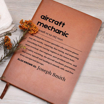 Aircraft Mechanic Gift Personalized Definition Leather Journal – view 7