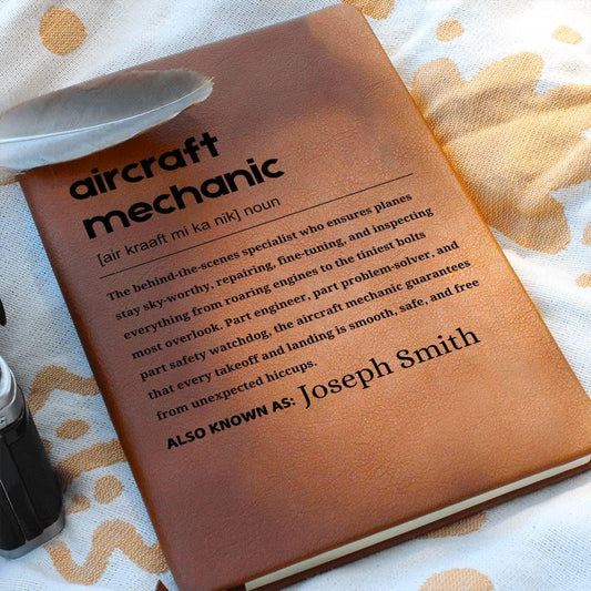 Aircraft Mechanic Gift Personalized Definition Leather Journal