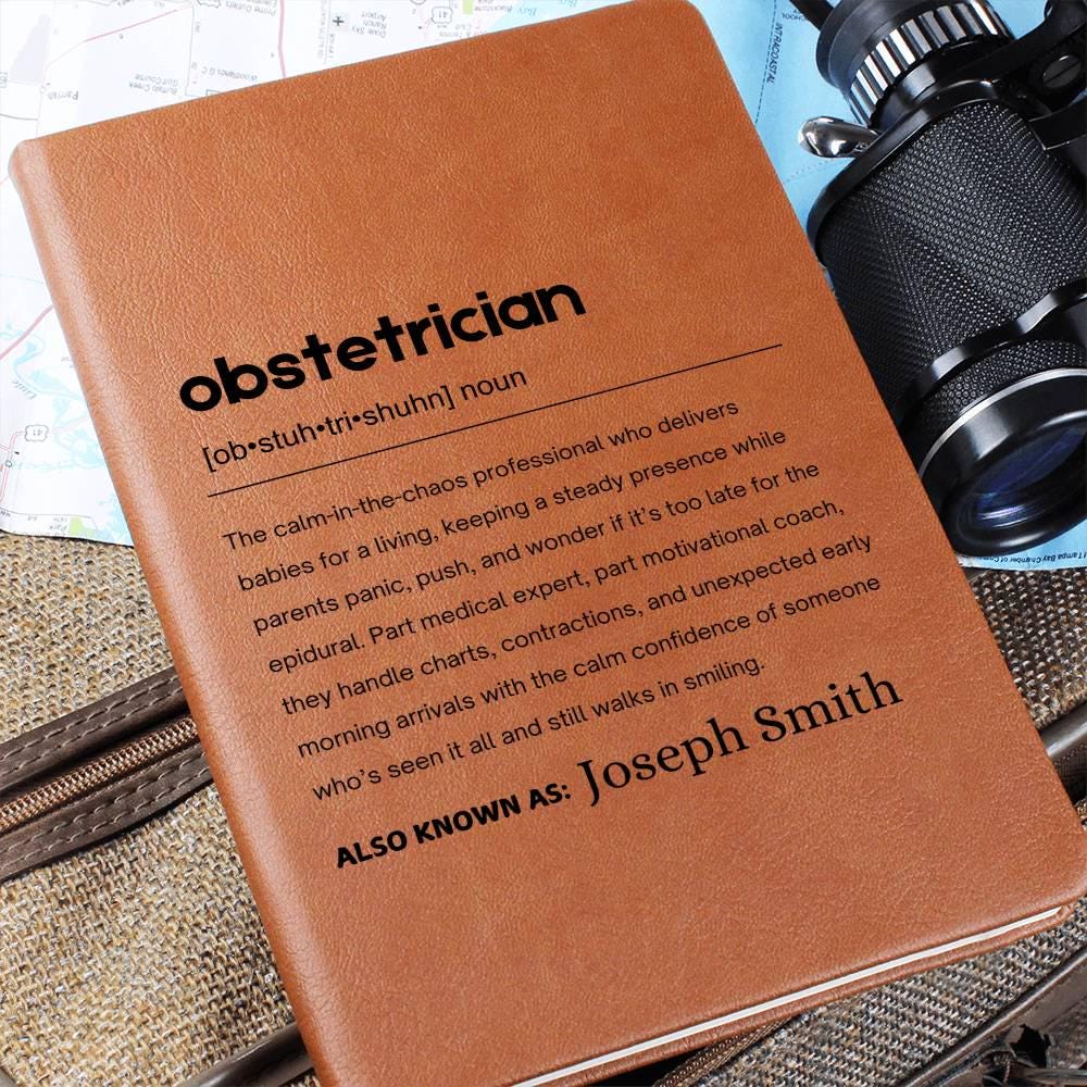 Obstetrician Gift Personalized Definition Leather Journal – view 2