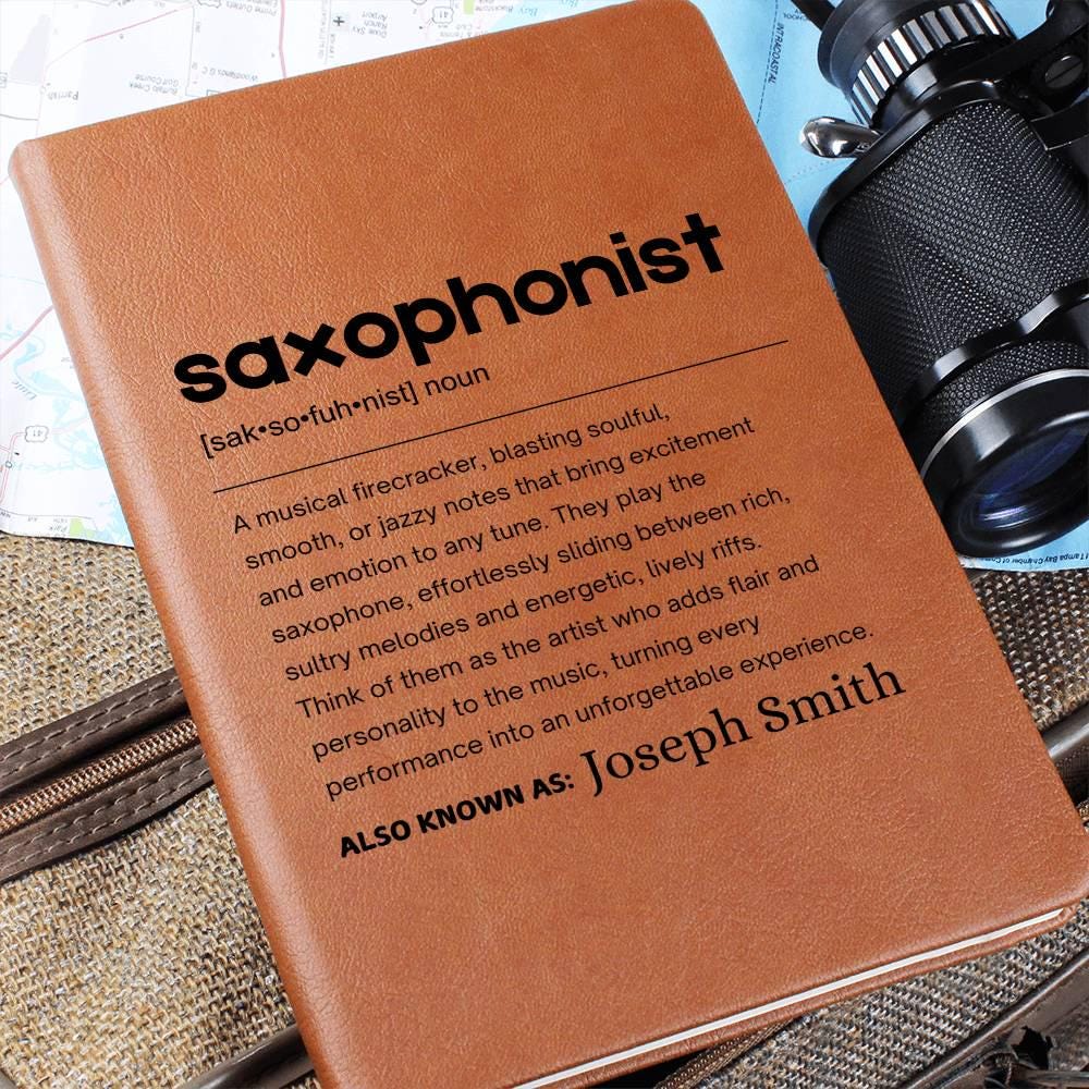 Saxophonist Gift Personalized Definition Leather Journal – view 2