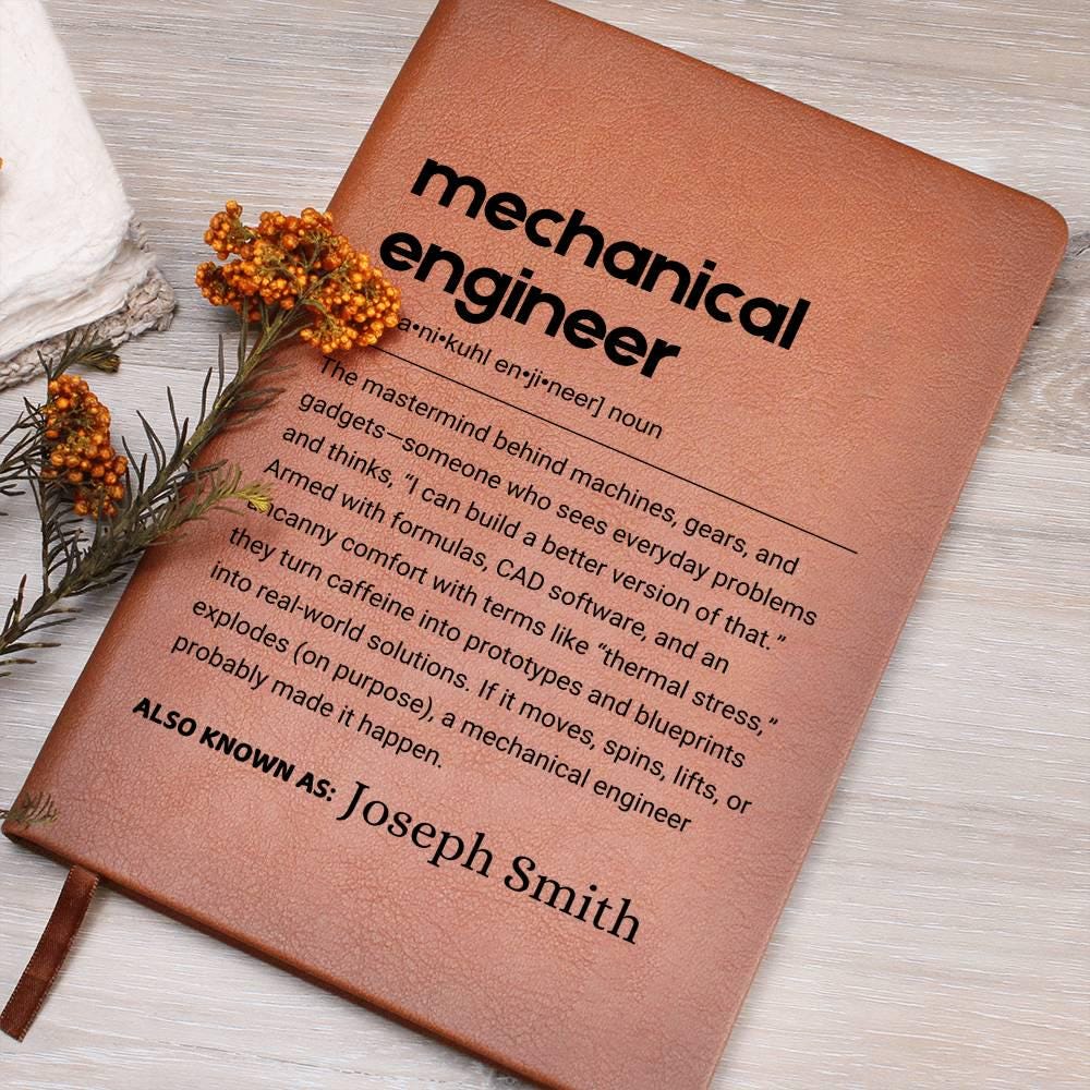 Mechanical Engineer Gift Personalized Definition Leather Journal – view 2