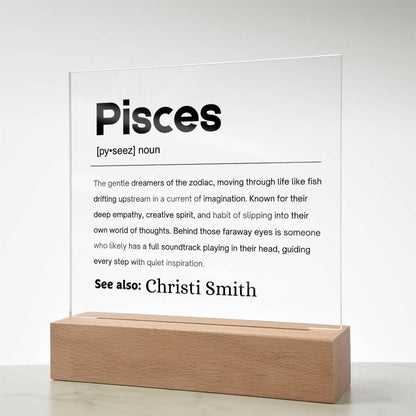 Pisces Zodiac Personalized Definition Acrylic Plaque – view 7