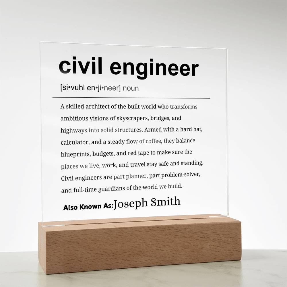 Civil Engineer Gift Personalized Definition Acrylic Plaque – view 7