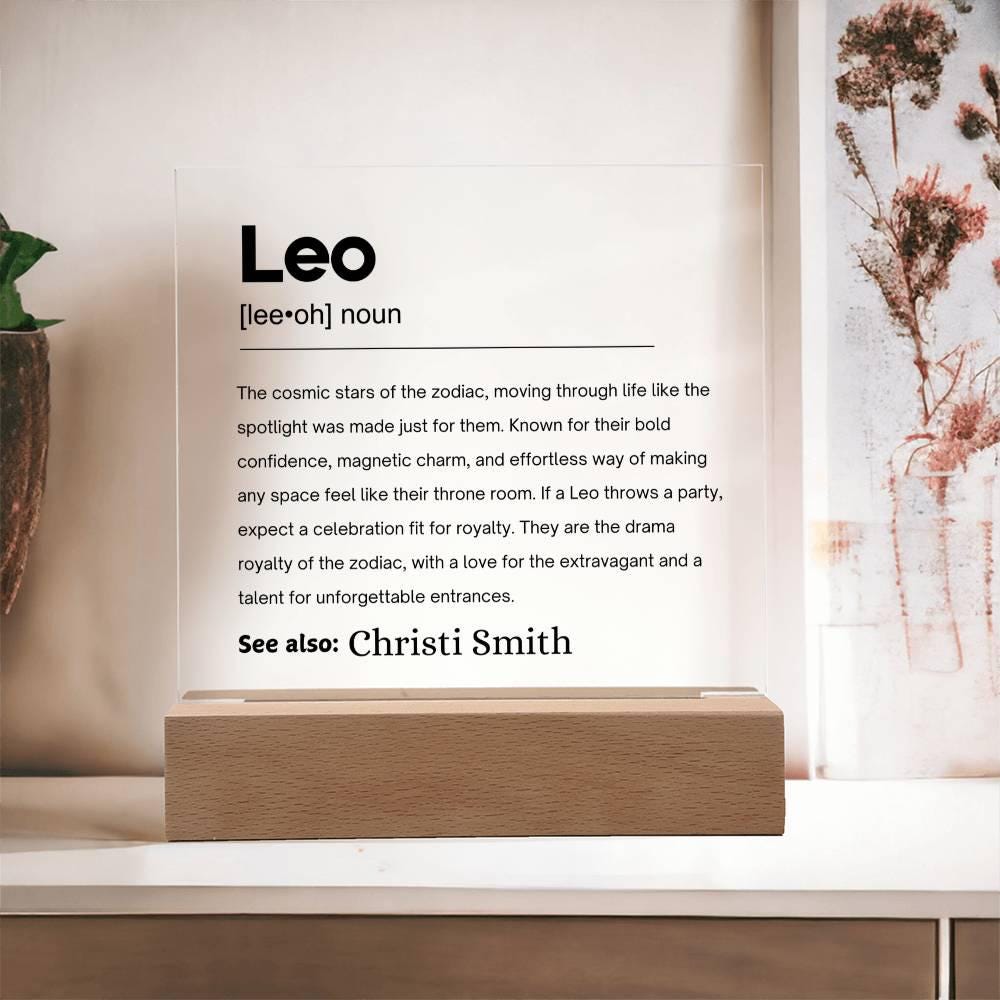Leo Zodiac Personalized Definition Acrylic Plaque – Gift for Leo – view 2