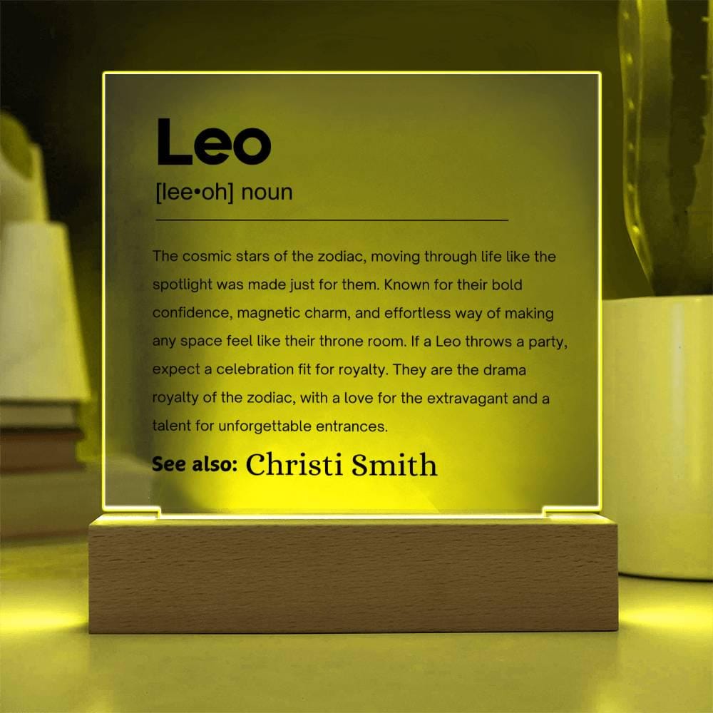 Leo Zodiac Personalized Definition Acrylic Plaque – Gift for Leo – view 4