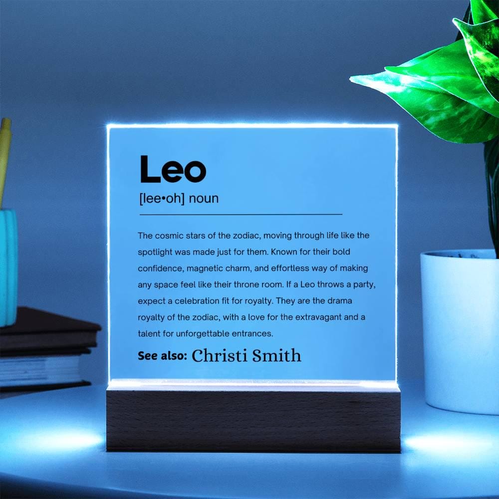Leo Zodiac Personalized Definition Acrylic Plaque – Gift for Leo – view 3