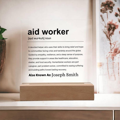 Aid Worker Gift Personalized Definition Acrylic Plaque – Social Worker – view 2